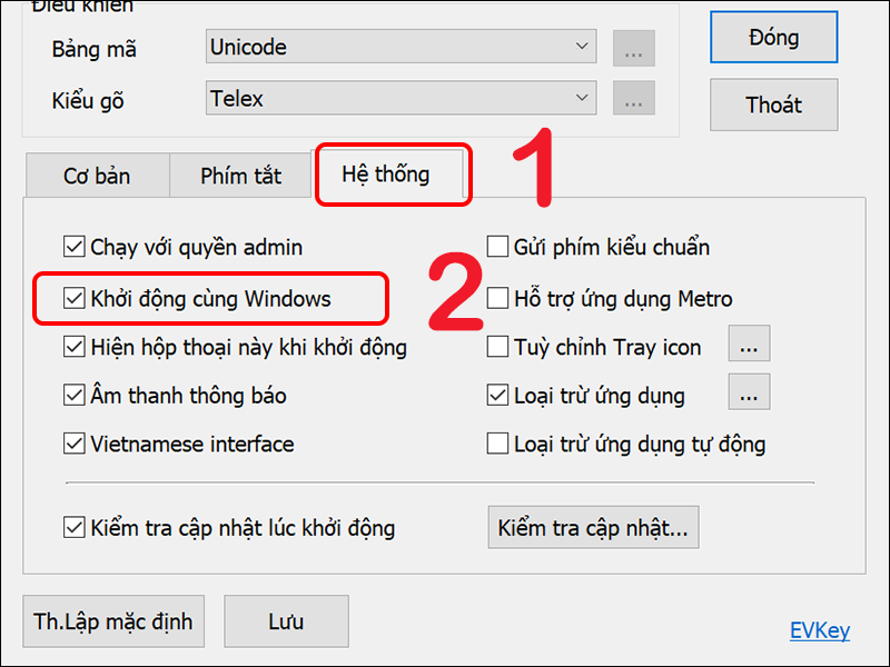 Thiết lập khởi động UniKey cùng Windows